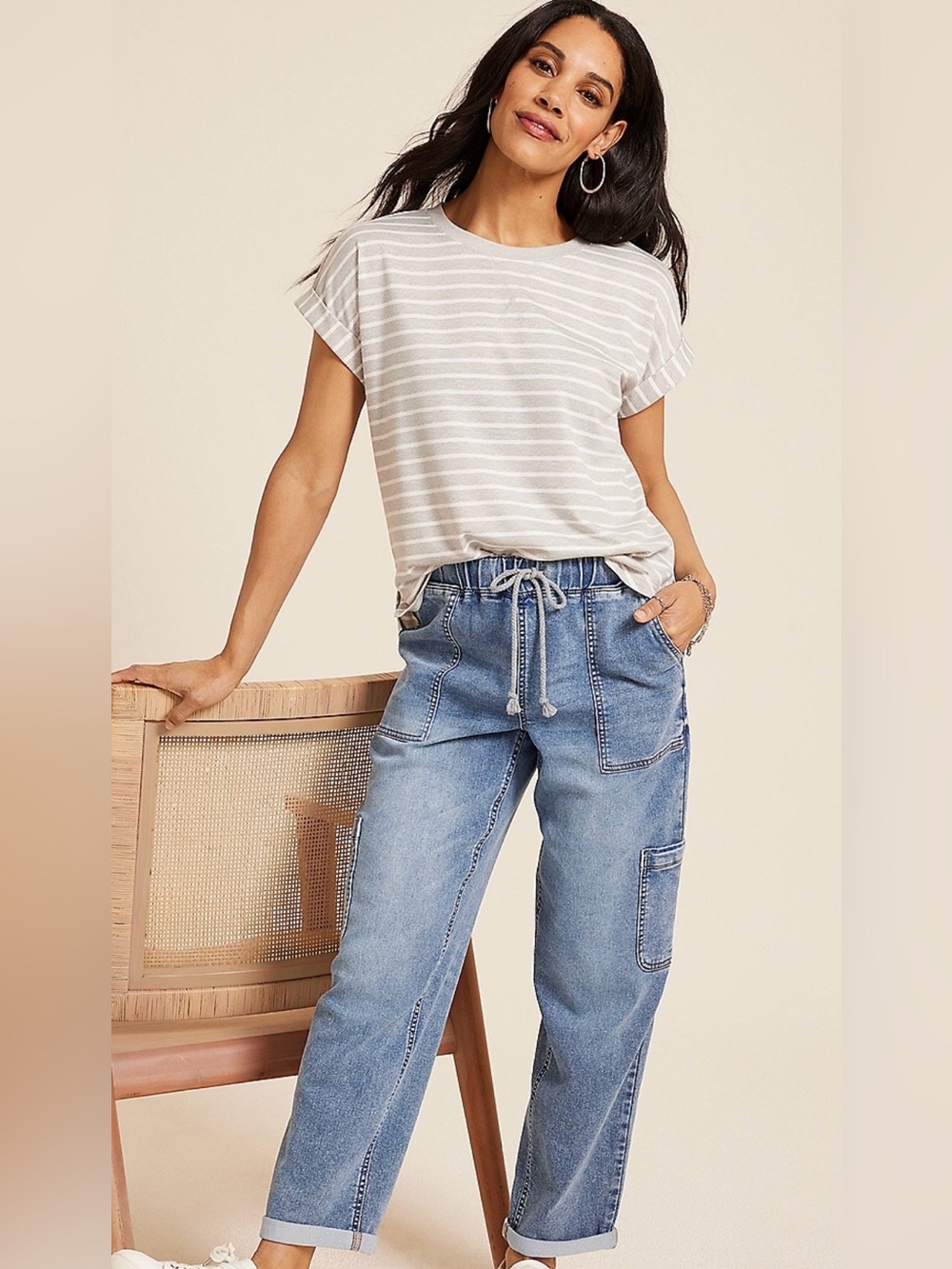 Woman’s Maurice’s Blue Drawstring Cargo Jean joggers.  Never worn.